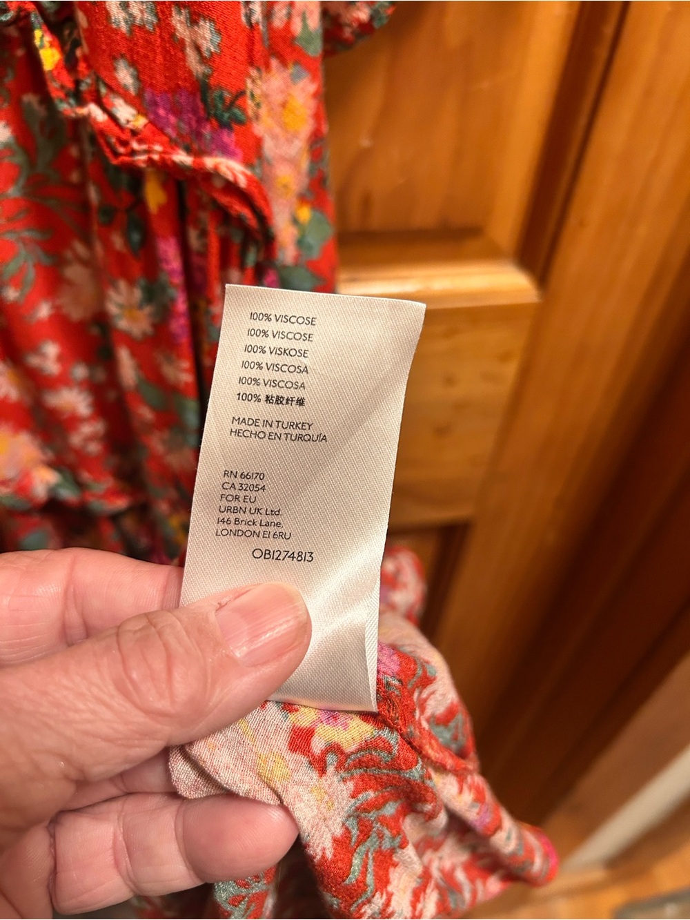 Anthropologie Ruffled Red Multi Colored Floral Midi Dress L - Picture 7 of 8